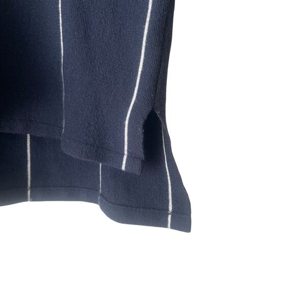Amour Vert Cropped Sweater Merino Wool Navy Blue and White Stripe SMALL - Picture 2 of 7